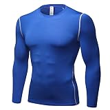 Camiseta Hombre Entrenamiento Ajustado Deportes Fitness Running Manga Larga Hombre Ropa Secado Rápido Camiseta Manga Larga Hombre Sudadera Hombre E-Blue M