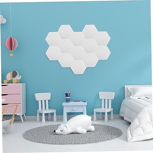 BESPORTBLE Juego de 12 Almohadillas Hexagonales para Aislamiento Acústico de Pared Blanco, Almohadillas Autoadhesivas para Absorción de Sonido para Hogar y Oficina miniatura 3