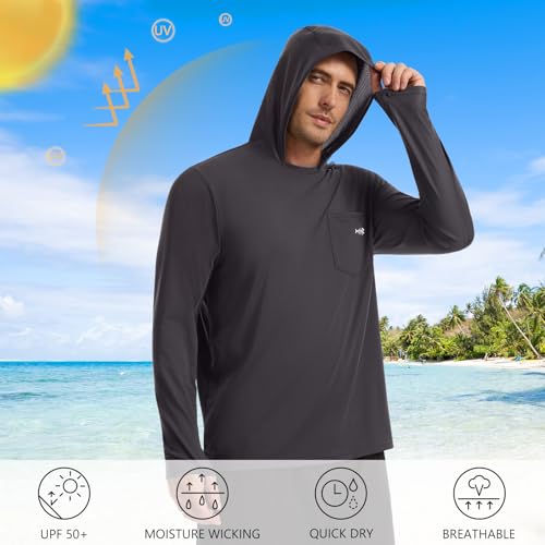 Image of BASSDASH Men's UPF 50+ Fishing Hoodie Shirts with Chest Pocket Lightweight UV Sun Protection Long Sleeve Hiking Sports FS34M