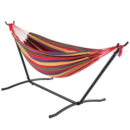Hamac de jardin brésilien support acier extérieur charge 200kg peu encombrant - 7