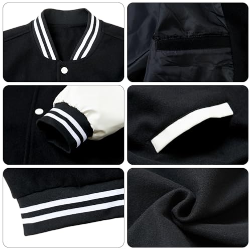 Men's Fashion Varsity Jacket Causal Slim Fit Letterman Baseball Bomber Jackets Windbreaker Lightweight Coat2