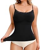 Nebility Compression Tanks for Women Tummy Control Shapewear Tank Top Seamless Body Shaper Lace Cami Camisoles(X-Large, Black)