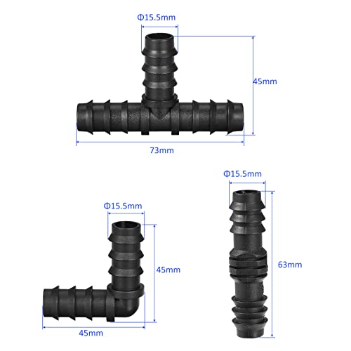 M METERXITY 15 Pack Tee Barb Fittings - 19.5mm Barbed Tee Hose Fitting 3 Way Connectors Apply to Garden, Black(G3/4 Male Thread) - Image 3