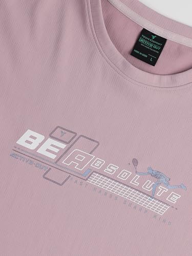 Image of TECHNOSPORT Men's Typography Printed T-Shirt ELASTOPLUS Quick Dry Slim Fit Round Neck Sports Tee for Gym Running Casual Wear UPF50+ Anti Odour