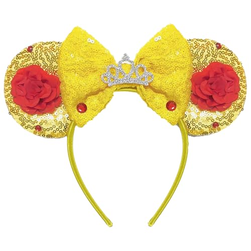 UIVINOIGZZ Mouse Ears Headband - Yellow Ears for Women Adut for Cartoon Princess Costume Cosplay Birthday Party Theme Park