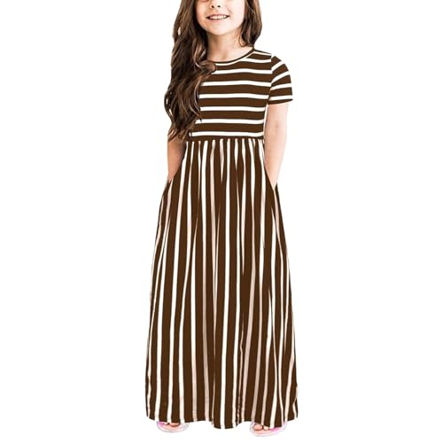 Maxikleid für Mädchen, kurzärmelig, gestreift, Sommer,...