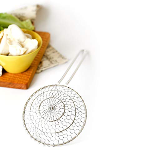 Hicook Stainless Steel Kitchen Spider Strainer Skimmer Ladle Food Dumpling Noodle Strainer For Pasta Spaghetti Noodles And Frying, 5 Inches #TOP7
