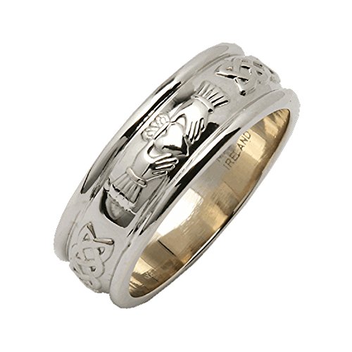 Biddy Murphy Men's Irish Claddagh 925 Sterling Silver Wedding Ring 1/4