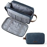 BAGSMART Toiletry Bag for Men, Canvas Travel Toiletry Organizer Dopp Kit Water-resistant Shaving Bag for Toiletries Accessories,Navy Blue-Large
