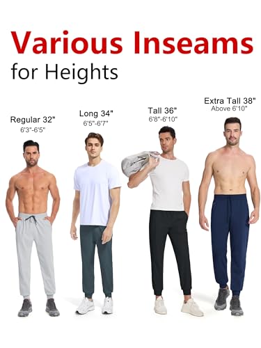 Tall Mens Joggers 32/34/36/38 Inseam Extra Long Sweatpants with 3 Zipper Pockets Lightweight Athletic Pants2