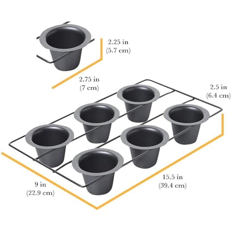 Chicago Metallic 6-Cup Popover Pan, Heavyweight Aluminized Steel with Nonstick Coating, Ideal for Yorkshire Pudding, Muffins, and Popovers