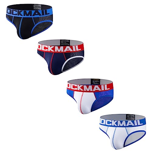JOCKMAIL 4 PCS/Pack Men's Sexy Underwear Briefs Mesh Low Rise Breathable Sexy Men Briefs Male Panties for Men