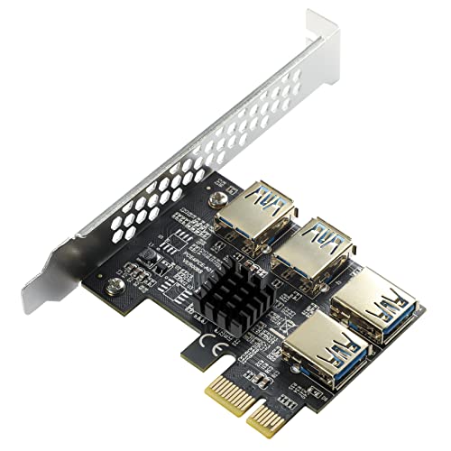 MZHOU PCIe 1 a 4 PCI-Express - Tarjeta Vertical de expansión PCIE 1X a 16X - Adaptador USB 3.0 Tarjeta multiplicadora con...