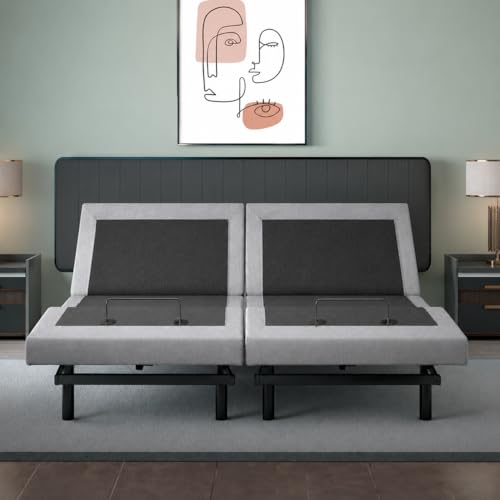 Image of Irvine Home Collection Split King Adjustable Bed Base | Full Body Massage | USB Ports | Zero Gravity | Anti-Snore | Memory Positions | Under Bed Lighting | Wireless Remote | Syncable