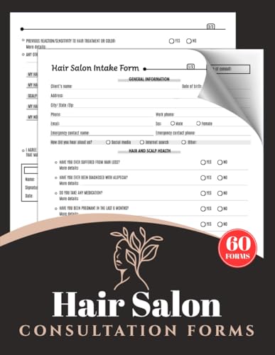 Hair Salon Consultation Forms: 60+ Stylist New Client Intake Forms | 120 Two-Sided Pages