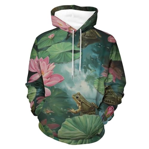 Hoodie manches longues homme femme sweat à capuche imprimé feuille S