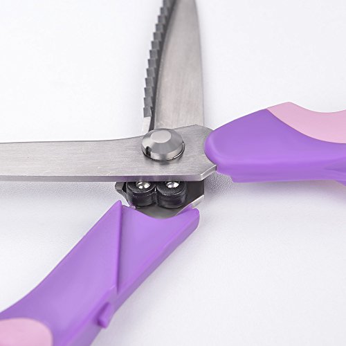 Miniatura 7 de Hollylife Tijera Dentada Costura 5 Mm De Acero Inoxidable, Corte En Zig Zag, Tijeras Profesionales De Corte Confección Costura 9.2 Púrpura