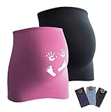 Der Babybauch ist schön warm eingepackt und dafür ist nicht einmal Umstandsmode nötig: Das Band verlängert Tshirts, die in der Schwangerschaft zu kurz geworden sind