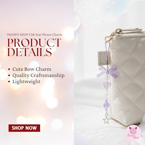 Image of SNOWY SHOP Korean Silver Bow Phone Charm - Cute Heart & Starfish Pendant | Aesthetic Korean Mobile Chain, Bag Hanging & Keychain Jewelry for Girls & Women