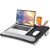 Lap Desk Laptop Bed Table: Computer lapdesk with Soft Pillow and Storage Bag - Padded Lap Work Tr...