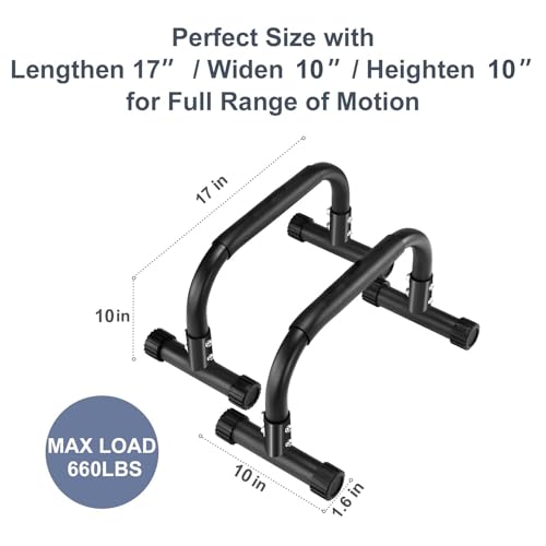 Parallettes Bars 10" High Parallettes Push Up Bars, Heavy-Duty No Wobbling Calisthenics Bars Parallettes for Handstand, Planche, Dips, L-Sit, Calisthenics Equipment for Floor Workouts Home Gym - Image 6