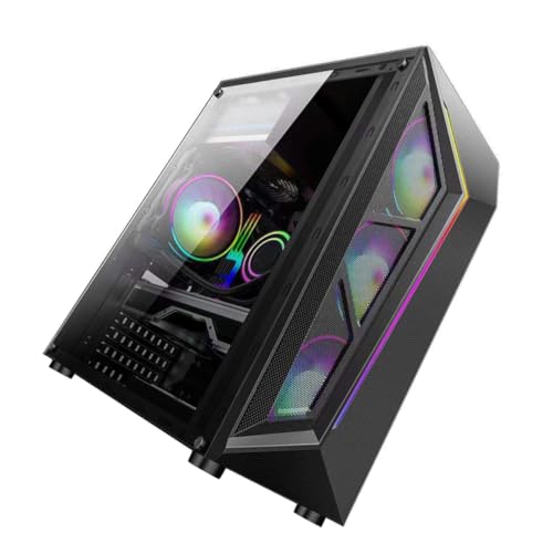 Gabinete Vaguelly RGB Mid Tower para computadora Gaming con panel lateral templado, soporte ATX, diseño elegante para oficina y entusiastas de la computadora miniatura 1