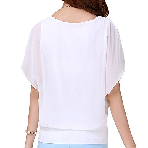 Yo-Yo2015 Women Casual Short Sleeve Slim Batwin Chiffon T-Shirts Tops Blouse #TOP1