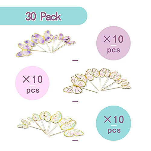 Summer Spring Butterfly Cupcake Toppers 30 Pack Happy Birthday Cake Decor For Kids Butterfly Birthday Baby Shower Decorations Wedding Celebrating Party Events Tea Party Girls 1St Birthday Party Supplies #TOP3