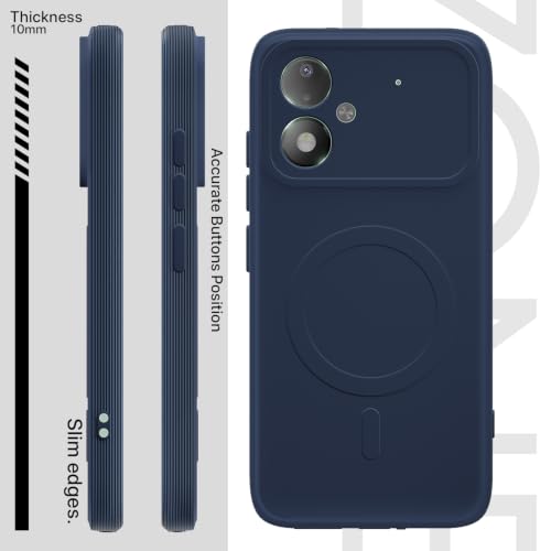 Image of Outlouders Back Cover for Poco M8 Power 5G | Soft Matte Silicone | Slim Fit | Magnetic-Safe Logo Design (Magnetic-Safe Not Compatible) | Shockproof | Camera Protection Bumper Case (Blue)