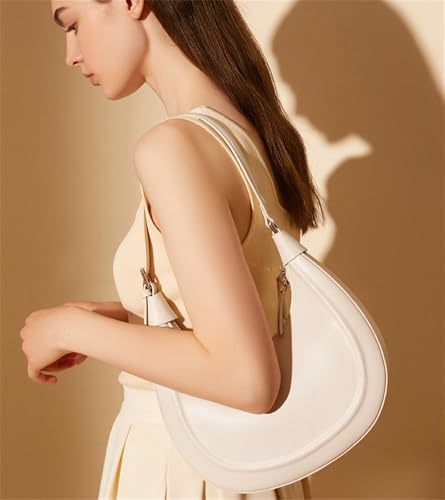 Crescent Shoulder Bags for Women Leather Cute Hobo Tote Handbag Under Arm Purses Crossbody Bag Zipper Closure3