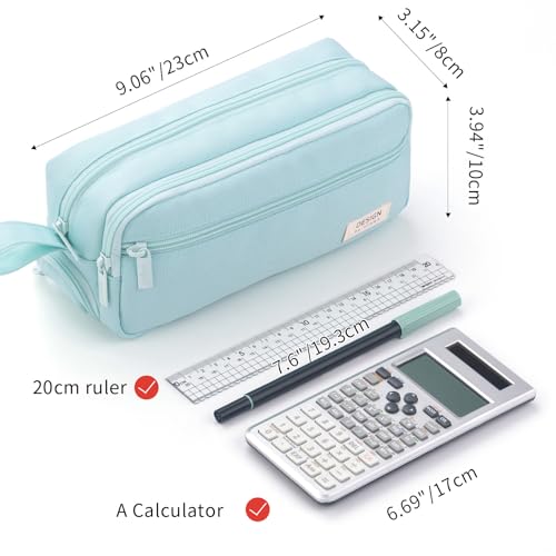 Image of HVOMO Large Pencil Case High Capacity Holder Box Storage bag Desk Organizer Marker Pouch Pen For Middle School Office College Adult Girl and Boy(Green)