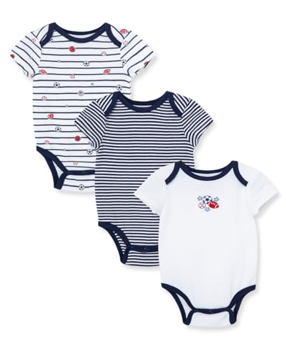 Image of Little Me Clothes for Baby 3-Pack 100% Cotton Scratch Free Tag Bodysuits, Newborn to 9 Months
