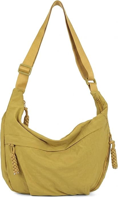 Crossbody Sling Bag for Women and Men | Crescent Shoulder Handbag with Zipper Half Moon Sling Bag | Nylon Casual Travel Bag | Lightweight Everyday Purse with Adjustable Strap-image-45