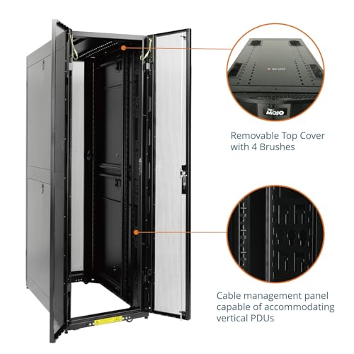 Image of Tecmojo 47U Server Rack Cabinet - PRE-Assembled 24inch Width 43inch Depth IT Network Equipment Cabinet Rack Enclosure with Casters - 3000lbs Weight Capacity,Black
