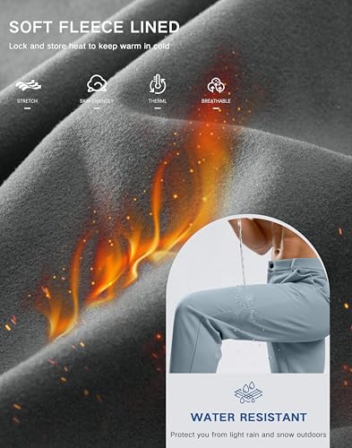 Pudolla Men's Fleece Lined Golf Pants 30"/32" Warm Comfy Dress Winter Water Resistant Pants Cold Weather Casual Trousers4