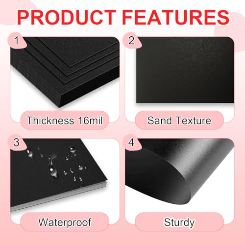 HOUYEE 100 Pack 16 Mil Poly Binding Covers,Sand Texture Binding Presentation Covers,8.5x11 Inches,Letter Size,Black,Square Corners,Un-Punched - Thumbnail 5