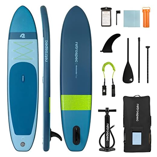 Retrospec Weekender-Tour 11' Inflatable Stand Up Paddleboard iSUP Bundle with Carrying Case, 3 Piece Adjustable Aluminum Paddle, 3 Removable Fins, Pump, and Cell Phone Case