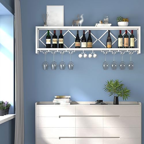 Support de bouteille de vin en acier suspendu avec porte-verre