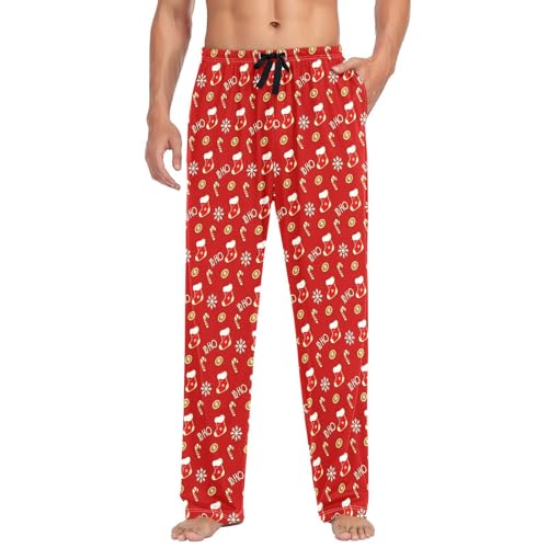 Christmas Socks Men's Pajamas Pants Cotton Sleep Bottoms Pants Lounge Sleepwear - S