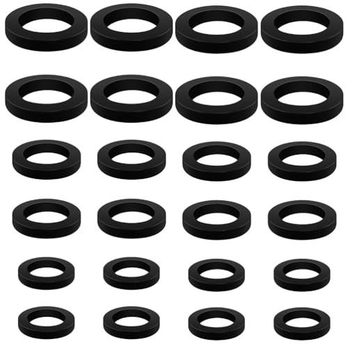 24 Gummischlauchringe Dichtungsring Wasserhahn O-Ring Gummi-Duschschlauchdichtung, drei verschiedene Größen, schwarz