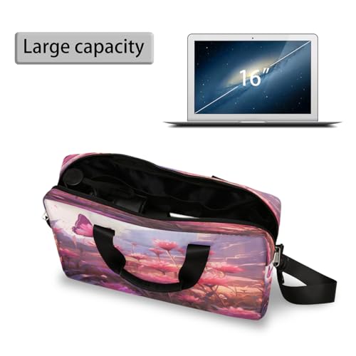 Maletín para laptop 15.6-16 pulg con flores rosa impermeable miniatura 5