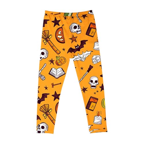 Halloween Leggings for Girls Pumpkin Ghost Bat Print Festive Toddler Tights Pants Slim Long Trousers3