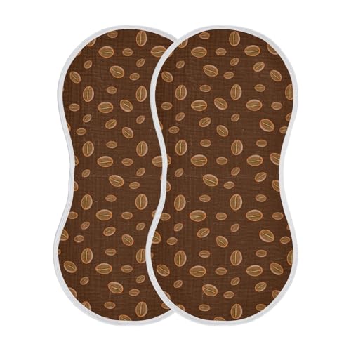 MCHIVER Coffee Bean Cocoa Brown Baby Burp Cloths Cotton Washcloths Absorbent Soft Burping Rags for Baby Girl Boys Burpy Cloth Bib 2 Pack2
