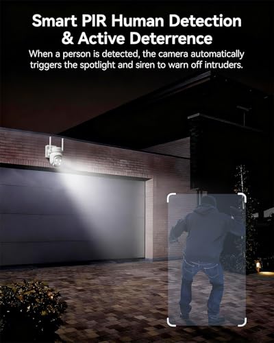 Image of Solar Security Camera Wireless Outdoor, 4MP Solar Powered Cameras for Home Security, 360 Pan Tilt, Color Night Vision, PIR Human Detection, 2.4G /5G WiFi, IP66 Surveillance Cam, White