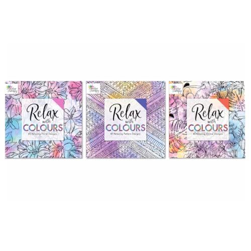 Image of Sixstore Adult Colouring Books, Set of 3 Books, 180 Designs – Animal, Floral, and Pattern Illustrations – Mindfulness and Relaxing Drawing Pad - Series 1