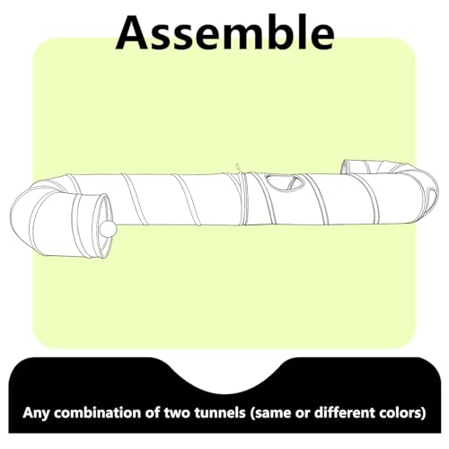 Image of Cat Tunnel, 2-Way Collapsible Cat Tube with Interactive Peek-A-Boo Hole, Toy Ball, and Rope - Ideal for Indoor Cats, Kittens, and Rabbits (Green)