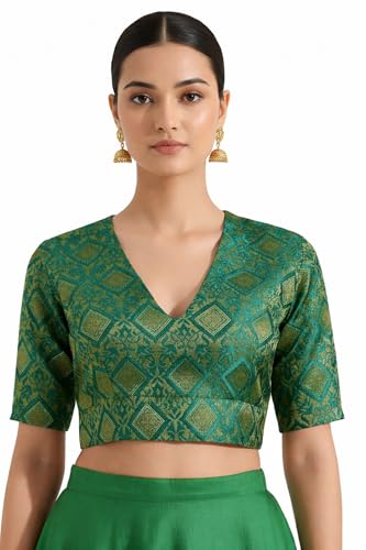 Image of Thevasa Women's Everyday Divine Depth V Neck Half Sleeves Blouse
