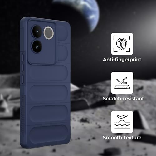 Image of A rtistque Liquid Silicone Stripes Back Cover Case for iQOO Z7 Pro 5G / Vivo T2 Pro 5G | with Camera Protection | with Inner Fabric | Anti Slip Grip | AirBag Case - Blue