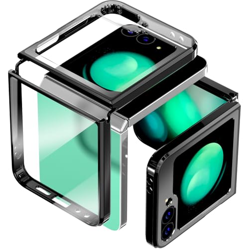 Capa transparente/preta com proteção de dobradiça flexível para Samsung Galaxy Z Flip6 2024 - Capa d