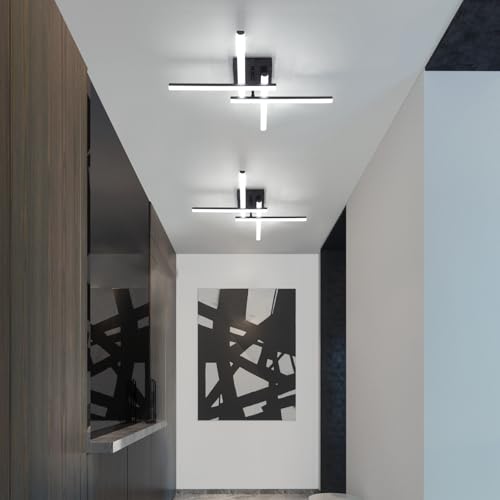 Modern Ceiling Light LED, 24W Black Ceiling lamp 4 Built-in LED Boards, 6500K Cool White Elegant Design Ceiling Light Fixture for Bedroom Hallway Living Room Dining Room Corridor Kitchen - Image 6